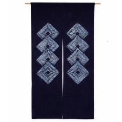 noren japonais indigo motif losanges verticaux en coton