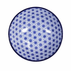 Vue dessus bol ramen bleu motif étoile japonais