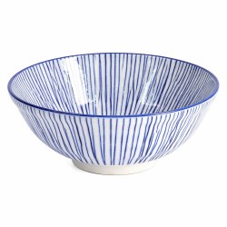 Vue profil bol japonais bleu motif lignes Nippon Blue