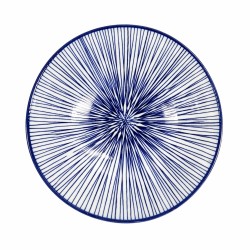 Vue dessus bol ramen bleu lignes japonaises