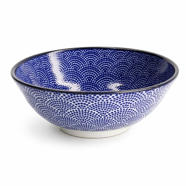Bol ramen japonais bleu motif points 21cm 1000ml