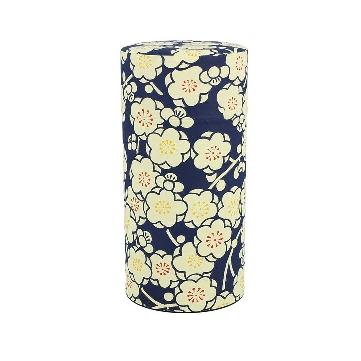 boite a the japonaise bleue fleurs blanches 200g