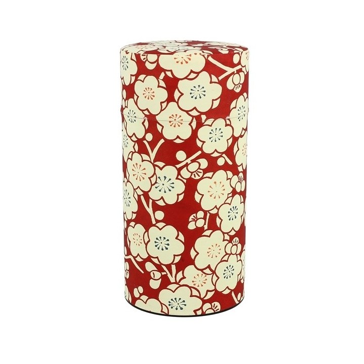boite a the japonaise rouge fleurs blanches 200g