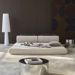 Canapé convertible Circlus coussins ronds beige amande – design modulable