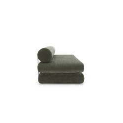 Canapé convertible Circlus coussins ronds vert olive – design modulable