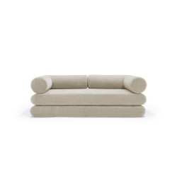 Canapé convertible Circlus coussin en L beige amande – design modulable