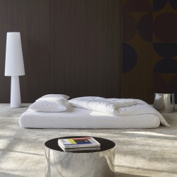 Canapé convertible Circlus coussin en L beige amande – design modulable