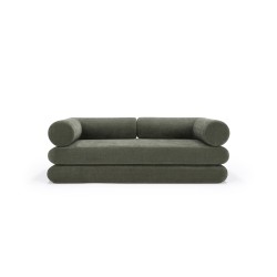Canapé Circlus avec coussin en L vert olive vue de face