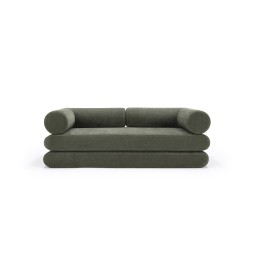 Canapé Circlus avec coussin en L vert olive vue de face