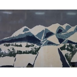 Estampe japonaise Village sous la neige Azechi | Gravure sur bois originale