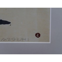 Estampe japonaise Village sous la neige Azechi | Gravure sur bois originale