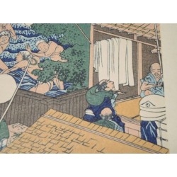 Scène de village au mont Oyama dans l'estampe d'Hokusai