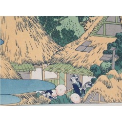 Détail du village et des toits de chaume au pied de Kiyotaki Kannon