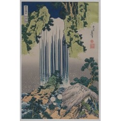 Estampe japonaise de Hokusai représentant les chutes de Yoro dans la province de Mino