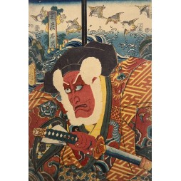 Estampe japonaise originale d'Utagawa Kunisada représentant un acteur de kabuki de l'époque Edo