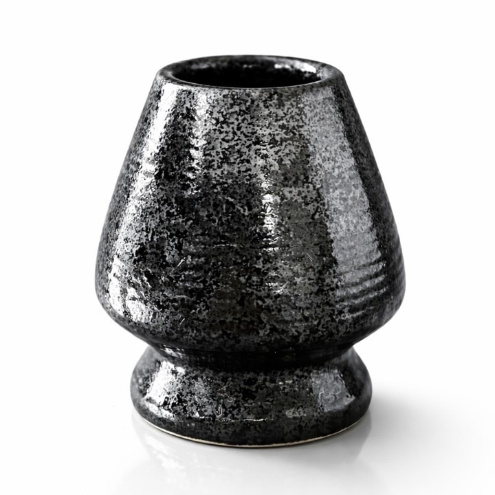Support à fouet matcha japonais ∅7cm noir aux reflets argentés