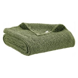 Plaid MAÏA en coton recyclé nid d'abeille, couleur eucalyptus