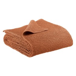 MAÏA plaid en coton recyclé nid d'abeille CUIVRE