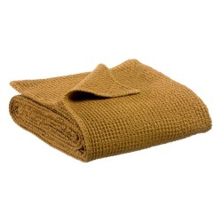 Plaid MAÏA en coton recyclé nid d'abeille, couleur bronze