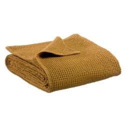Plaid MAÏA en coton recyclé nid d'abeille, couleur bronze