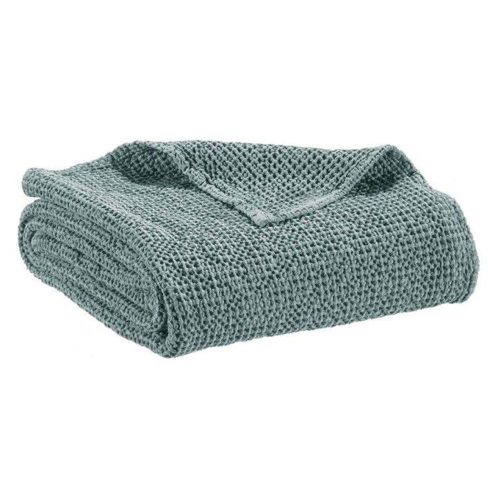 Plaid MAÏA en coton recyclé nid d'abeille, couleur plomb