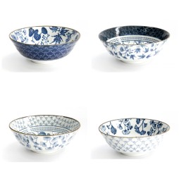 Set de 4 bols ramen japonais FLORIKA 21 cm en porcelaine