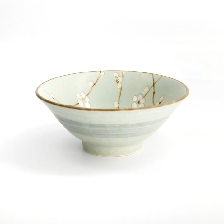 Bol japonais SAKURA vert d'eau 17,8 cm, décor fleurs de cerisier