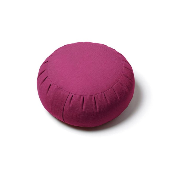 Zafu coussin de méditation fuchsia en coton, garni de balle de millet