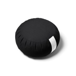 Zafu coussin de méditation zen noir à poignée blanche, en coton, garni de balle de millet