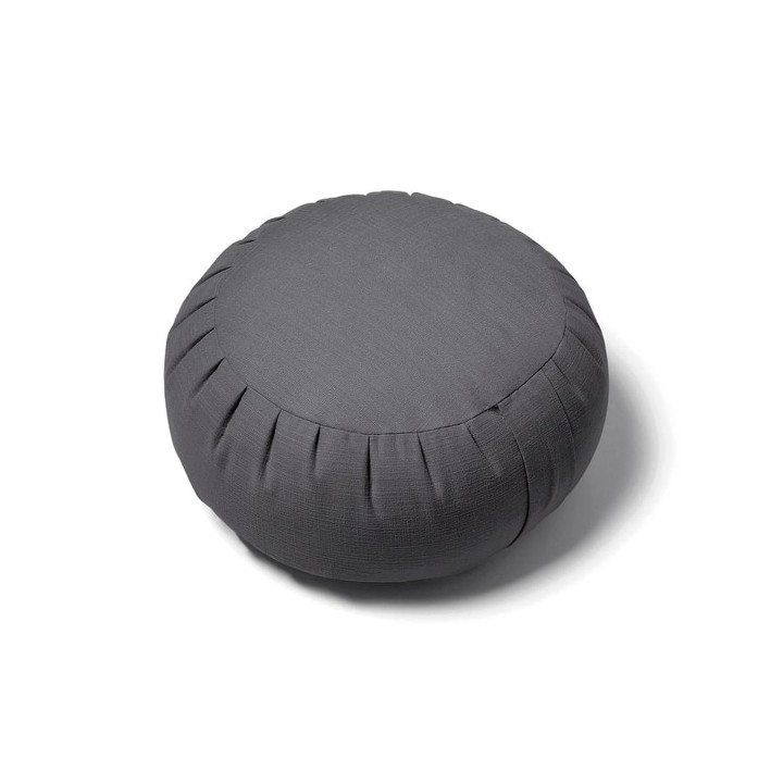 Zafu coussin de méditation anthracite, gris foncé, en coton, garni de balle de millet