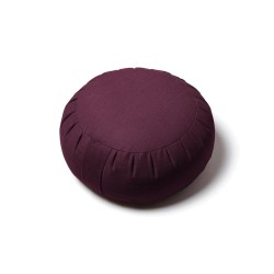 Zafu coussin de méditation betterave, violet prune, en coton, garni de balle de millet