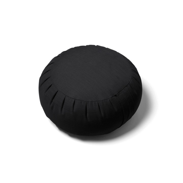 Zafu coussin de méditation onyx, noir, en coton, garni de balle de millet