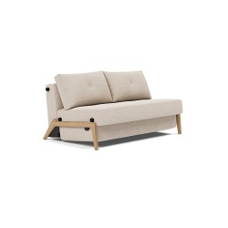 Canapé convertible CUBED 140 pieds chêne, tissu Blida Sand Grey