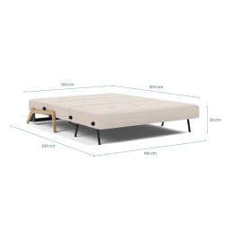 Dimensions du CUBED 160 ouvert : couchage 160 x 200 cm, H. 38 cm