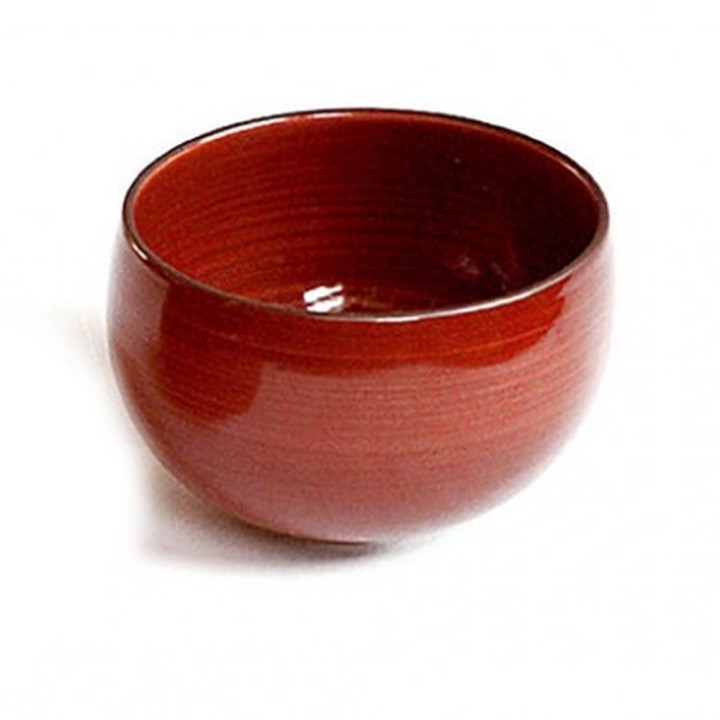 Bol japonais rouge en porcelaine, forme ronde et profonde, émail rouge brillant