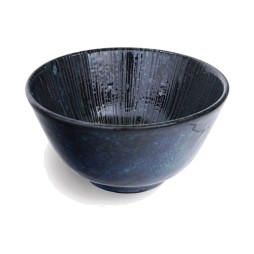 Bol à riz japonais COSMOS en porcelaine bleu nuit, décor rayonnant à l’intérieur