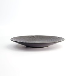Assiette japonaise COSMOS de profil, extérieur noir et bord festonné