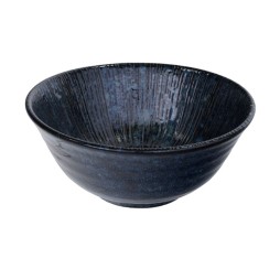 Bol japonais COSMOS bleu nuit ∅15cm en porcelaine, vue de trois quarts