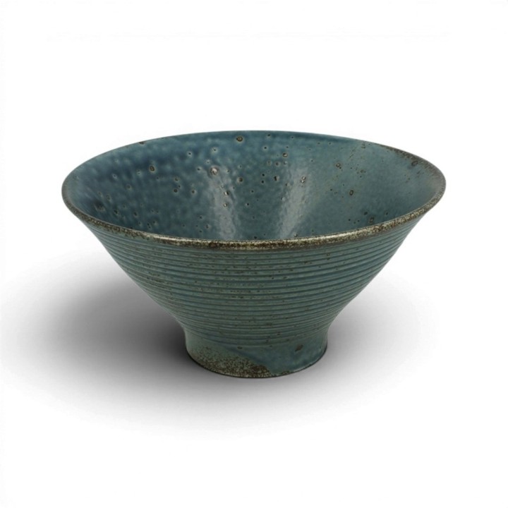 Bol ramen japonais conique bleu-vert ∅20cm, vue de trois quarts