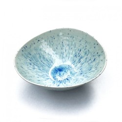 Bol ramen japonais ovale moucheté bleu 23cm, intérieur vu de dessus