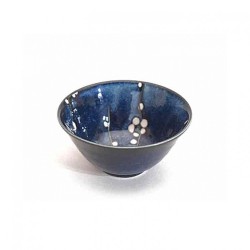 Bol à riz japonais cerisier bleu nuit ∅13cm, vue de trois quarts