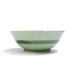 Bol ramen MIDORI de profil, forme évasée et bandes vertes