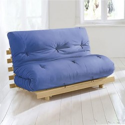 Canapé-lit ASICA avec futon habillé d’une housse de couleur bleue