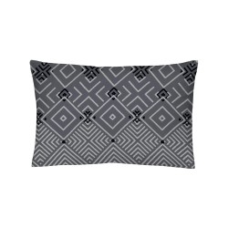 Taie d’oreiller TREND en satin de coton, losanges gris clair et noirs sur fond gris