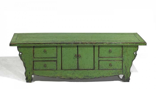 Meuble bas laqué vert