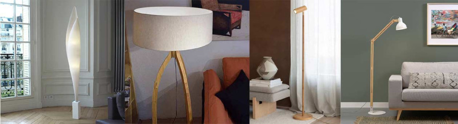 Lampadaires design – Lampes sur pied en bois et fibres naturelles