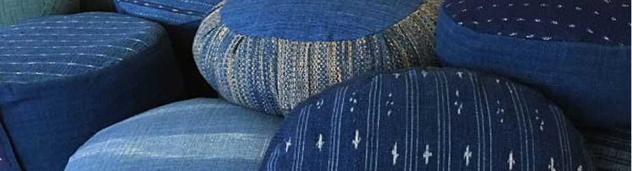 Zafu et zabuton indigo naturel – Dhammarts, tissés main